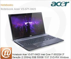 NX.M2LAL.011 - Notebook Acer V3-571-9423 Intel Core i7-3632QM 3 Gerao (2.20GHz) 6GB 500GB 15.6" DVD-RW Windows 8 Grafite (Item em cadastro)