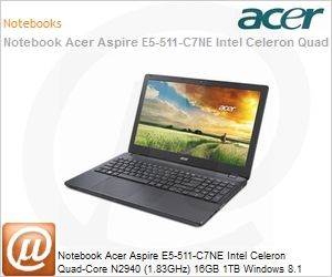 NX.MREAL.003 - Notebook Acer Aspire E5-511-C7NE Intel Celeron Quad-Core N2940 (1.83GHz) 16GB 1TB Windows 8.1