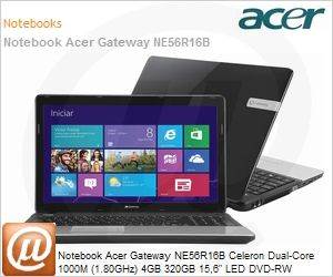 NX.Y27AL.008 - Notebook Acer Gateway NE56R16B Celeron Dual-Core 1000M (1.80GHz) 4GB 320GB 15,6" LED DVD-RW Windows 8 SL 64 Wi-Fi N HDMI WebCam