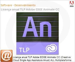 65224674BA01A12 - Licena anual TLP Adobe EDGE Animate CC (Creative Cloud Single App Assinatura Anual) ALL Multiplataforma Multilinguagem Subscription Anual 1 User