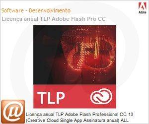 65224722BA01A12 - Licena anual TLP Adobe Flash Professional CC 13 (Creative Cloud Single App Assinatura anual) ALL Multiplataforma Multilinguagem Subscription anual 1 User