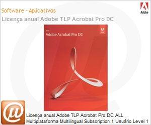 65233390BA01A12 - Licena anual Adobe TLP Acrobat Pro DC ALL Multiplataforma Multilingual Subscription 1 Usurio Level 1 1 - 49 1 ano 
