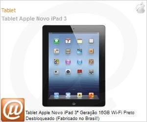 MC705BR/A - Tablet Apple Novo iPad 3 Gerao 16GB Wi-Fi Preto Desbloqueado (Fabricado no Brasil!)
