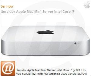 MC936BZ/A - Servidor Apple Mac Mini Server Intel Core i7 (2.00GHz) 4GB 500GB (x2) Intel HD Graphics 3000 384MB SDRAM