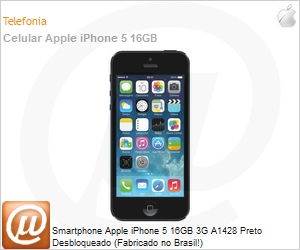 MD293BR/A - Smartphone Apple iPhone 5 16GB 3G A1428 Preto Desbloqueado (Fabricado no Brasil!)