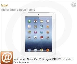 MD330BZ/A - Tablet Apple Novo iPad 3 Gerao 64GB Wi-Fi Branco Desbloqueado