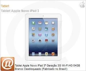 MD371BR/A - Tablet Apple Novo iPad 3 Gerao 3G Wi-Fi/4G 64GB Branco Desbloqueado (Fabricado no Brasil!)