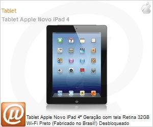 MD511BR/A - Tablet Apple Novo iPad 4 Gerao com tela Retina 32GB Wi-Fi Preto (Fabricado no Brasil!) Desbloqueado