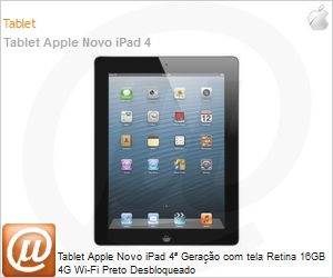 MD516BZ/A - Tablet Apple Novo iPad 4 Gerao com tela Retina 16GB 4G Wi-Fi Preto Desbloqueado
