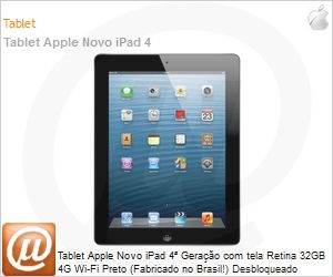 MD517BR/A - Tablet Apple Novo iPad 4 Gerao com tela Retina 32GB 4G Wi-Fi Preto (Fabricado no Brasil!) Desbloqueado