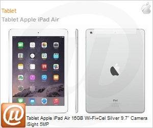 MD794BR/B - Tablet Apple iPad Air 16GB Wi-Fi+Cel Silver 9.7" Camera iSight 5MP