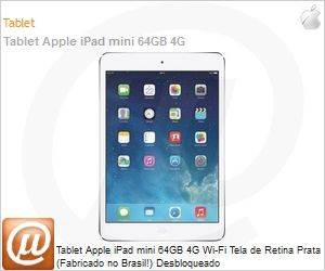 ME832BR/A - Tablet Apple iPad mini 64GB 4G Wi-Fi Tela de Retina Prata (Fabricado no Brasil!) Desbloqueado