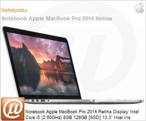 MGX72BZ/A - Notebook Apple MacBook Pro 2014 Retina Display Intel Core i5 (2.60GHz) 8GB 128GB [SSD] 13.3" Intel Iris Graphics