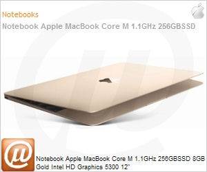 MK4M2BZ/A - Notebook Apple MacBook Core M 1.1GHz 256GBSSD 8GB Gold Intel HD Graphics 5300 12"