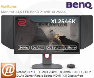 9H.LJNLB.QBL - Monitor 24,5" LED BenQ ZOWIE XL2546K Full HD 240Hz DyAc Gamer Para e-Sports HDMI [x3] DisplayPort