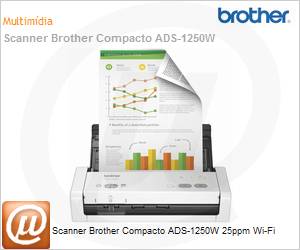 ADS-1250W - Scanner Brother Compacto ADS-1250W 25ppm Wi-Fi