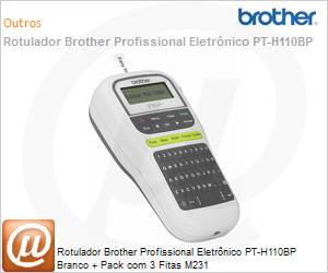 PT-H110BP - Rotulador Brother Profissional Eletrnico PT-H110BP Branco + Pack com 3 Fitas M231
