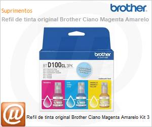 BTD1003PK - Refil de tinta original Brother Ciano Magenta Amarelo Kit 3