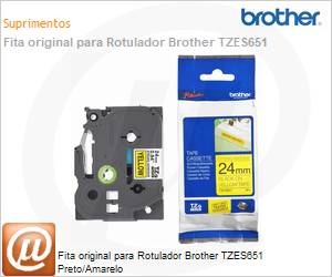 TZES651 - Fita original para Rotulador Brother TZES651 Preto/Amarelo