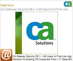 CAGS8101MPUE1C - CA Gateway Security R8.1- 1-49 Users ml Prod Line UPGRADE Discount for Existing ITM Customers Prod + 1Y Value Mnt OLP 