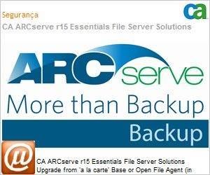 CARMEBBO15WUPC6 - CA ARCserve r15 Essentials File Server Solutions UPGRADE from 'a la carte' Base or Open File Agent (in Maintenance) Product plus 3 Anos Enterprise Maintenance