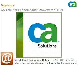 CATDEG1202E3G - CA Total for Endpoint and Gateway r12 50-99 Users-Inc. Subsc. Lic.-Inc. Anti-Malware protection for Endpoints and Servers Groupware NAP HIPS and CAGS. Prod. and 3Yr Maint.