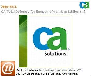 CATDEP1204E3C - CA Total Defense for Endpoint Premium Edition r12 250-499 Users-Inc. Subsc. Lic.-Inc. Anti-Malware protection for Endpoints and Servers Groupware NAP and HIPS. Prod. and 3Yr Maint.