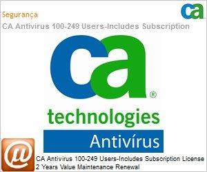 GMRCAAV3ECB - CA Antivirus 100-249 Users-Includes Subscription License 2 Anos Value Maintenance Renewal 