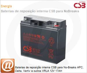 GP12170 - Baterias de reposio interna CSB para No-Breaks APC, Delta, Vertiv e outros VRLA 12V 17AH 