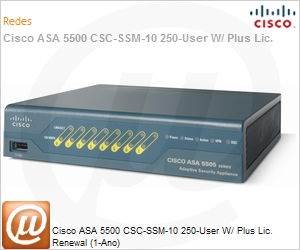 ASA-CSC10-250UP-1Y - Cisco ASA 5500 CSC-SSM-10 250-User W/ Plus Lic. Renewal (1-Ano)