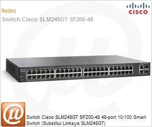 SLM248GT-NA - Switch Cisco SLM248GT SF200-48 48-port 10/100 Smart Switch (Substitui Linksys SLM248GT)