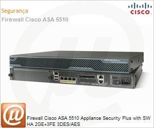 ASA5510-SEC-BUN-K9 - Firewall Cisco ASA 5510 Appliance Security Plus with SW HA 2GE+3FE 3DES/AES