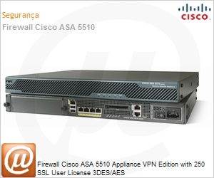 ASA5510-SSL250-K9 - Firewall Cisco ASA 5510 Appliance VPN Edition with 250 SSL User License 3DES/AES