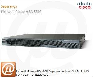 ASA5540-AIP40-K9 - Firewall Cisco ASA 5540 Appliance with AIP-SSM-40 SW HA 4GE+1FE 3DES/AES