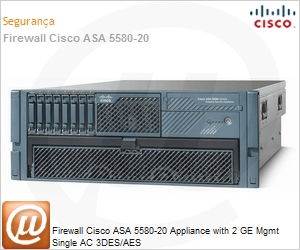 ASA5580-20-BUN-K9 - Firewall Cisco ASA 5580-20 Appliance with 2 GE Mgmt Single AC 3DES/AES