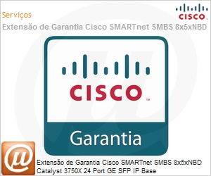 CON-SMBS-C375X24S - Extenso de Garantia Cisco SMARTnet SMBS 8x5xNBD Catalyst 3750X 24 Port GE SFP IP Base 