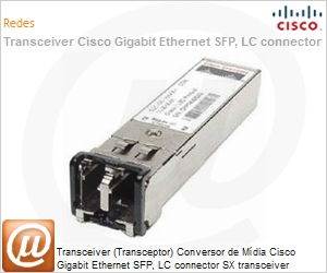 GLC-SX-MM= - Transceiver (Transceptor) Conversor de Mdia Cisco Gigabit Ethernet SFP, LC connector SX transceiver 1000BASE-T SFP transceiver module for copper connections1,3