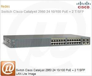 WS-C2960-24PC-S - Switch Cisco Catalyst 2960 24 10/100 PoE + 2 T/SFP LAN Lite Image