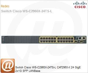 WS-C2960X-24TS-L - Switch Cisco WS-C2960X-24TS-L CAT2960-X 24 GigE 2x1G SFP LANBase