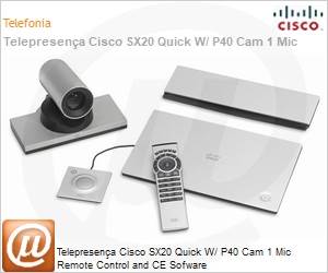 CTS-SX20N-P40-K9 - Telepresena CiscoSX20 Quick W/ P40 Cam 1 Mic Remote Control and CE Sofware