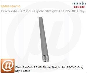 AIR-ANT2422DG-R= - Cisco 2.4-GHz 2.2 dBi Dipole Straight Ant RP-TNC Gray Qty 1 Spare