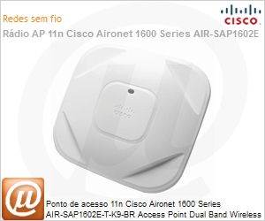 AIR-SAP1602E-T-K9-BR= - Ponto de acesso 11n Cisco Aironet 1600 Series AIR-SAP1602E-T-K9-BR Access Point Dual Band Wireless N com antenas externas (Fabricado no Brasil!)