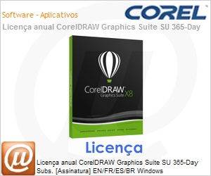 LCCDGSSUB11 - Licena anual CorelDRAW Graphics Suite SU 365-Day Subs. [Assinatura] EN/FR/ES/BR Windows 
