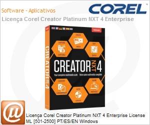 LCRCRNXT4ML4 - Licena Corel Creator Platinum NXT 4 Enterprise License ML [501-2500] PT/ES/EN Windows 