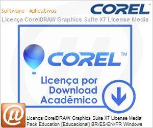 LMPCDGSX7MLAM - Licença CorelDRAW Graphics Suite X7 License Media Pack Education [Educacional] BR/ES/EN/FR Windows