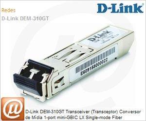 DEM-310GT - D-Link DEM-310GT Transceiver (Transceptor) Conversor de Mdia 1-port mini-GBIC LX Single-mode Fiber Transceiver (up to 10km support 3.3V power)