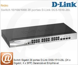 DGS-1510-28L/ME - Switch Gigabit 28 portas D-Link DGS-1510-28L (24 x Gigabit; 4 x SFP) Gerencivel Empilhvel