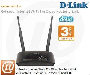 DIR-905L - Roteador Internet Wi-Fi 11n Cloud Router D-Link DIR-905L (4 x 10/100; 1 x WAN) N 300Mbps