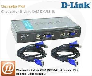 DKVM-4U - Chaveador D-Link KVM DKVM-4U 4 portas USB (teclado+video+mouse)