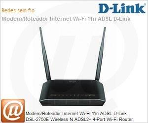 DSL-2750E - Modem/Roteador Internet Wi-Fi 11n ADSL D-Link DSL-2750E Wireless N ADSL2+ 4-Port Wi-Fi Router